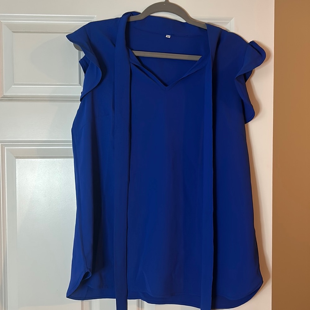 Amazon size large top. In a bright blue